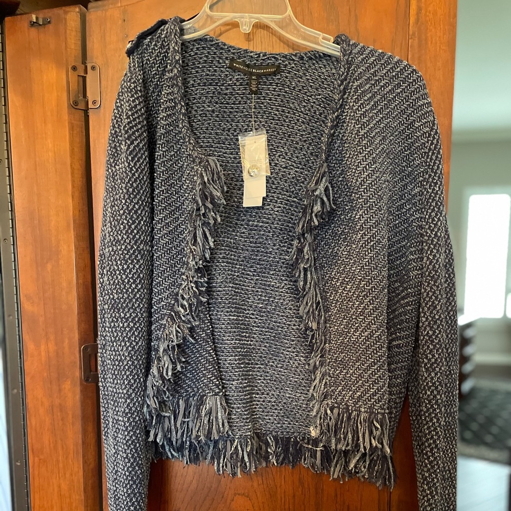 White House Black Market Open Fringe Jacket. XL